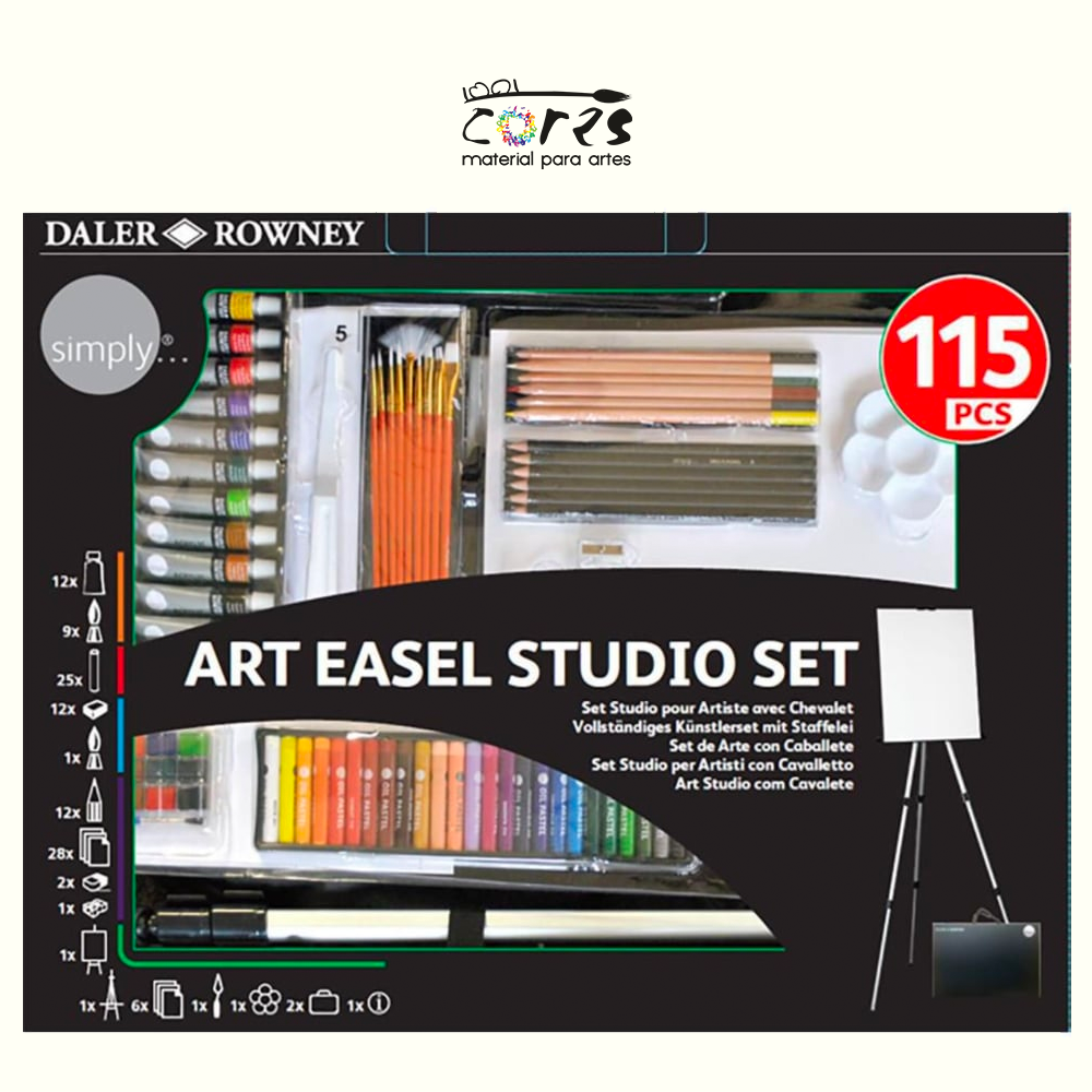 Conjunto Art Set Easel Simply 115 | Daler Rowney